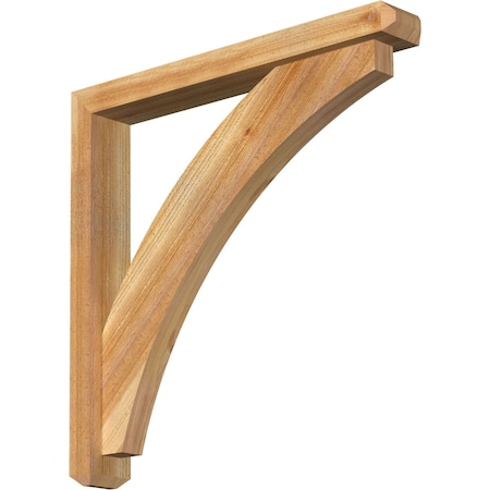 Ekena Millwork Thorton Craftsman Rough Sawn Bracket w/ Offset Brace, Western Red Cedar, 4"W x 28"D x 28"H BKT0402X28X28THR04RWR